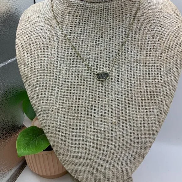 Kendra Scott Elisa Black Druzy Gold Tone Chain Necklace - Picture 3 of 8